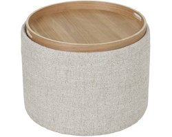 DÉJA Living Salontafel Zara - Rond Beige/Naturel - Incl. Opbergruimte - Ø55cm