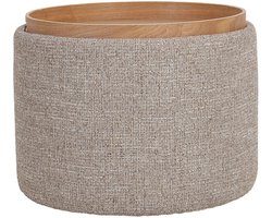 DÉJA Living Salontafel Zara – Rond – Met Opbergruimte – Essen Fineer – 55x55x42 cm – Taupe/Naturel