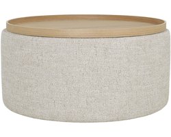 DÉJA Salontafel Zara Beige/Naturel Rond met Opbergruimte 80cm
