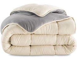 Dekbed, 140 x 200 cm, tweezijdig fleece, grijs en crème, 400 g