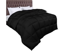 Dekbed 200 x 220 cm, vierseizoenendekbed, 370 g/m² vulling, ademende slaapdeken, dekbed, super zacht, behaaglijk (zwart)