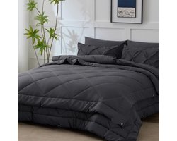 Dekbed 240 x 260 cm, 4 seizoenen, 2-delig, zomerdekbed 150 g/m² + dekbed voor het hele jaar, 300 g/m² = winterdekbed 450 g/m², 240 x 260 cm, ademend doorgestikte doorgestikte deken, voor vier