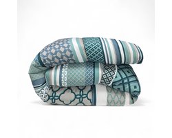 Dekbed bedrukt - Zonder hoes ( 2 in 1 ) - Tweezijdig - 140 x 200 cm - 1 persoon - Modern Blue / Zigma