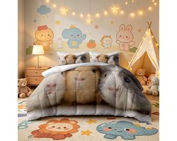 Dekbed Cavia Dieren - Dekbedovertrek Set - Slaapkamer Decoratie - Omkeerbaar Design - 140 x 200 cm - Wit