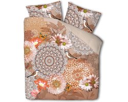 Dekbed-Discounter - Cloud Nine Dekbedovertrek 200 x 200/220 cm - Katoen - Dubbele instopstrook - Wassen op 40 graden - Inclusief 2 kussenslopen - Mandala Flower