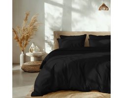 Dekbed-Discounter - Dreamhouse Dekbedovertrek 140 x 200/220 cm - Verkoelend Percale Katoen - Korte instopstrook - Wassen op 40 graden - Inclusief 1 kussensloop - Zwart