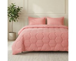 Dekbed-Discounter - EazySleep Dekbed Zonder Overtrek 140 x 200 cm - Inclusief 1 kussensloop - Wasbaar op 40 graden - Anti-allergisch - Zebra Roze