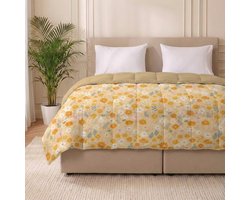 Dekbed-Discounter - Fresh and Co Dekbed Zonder Overtrek 140 x 200 cm - Wasbaar dekbed - Wasbaar op 40 graden - All season dekbed - Orange Flower Field