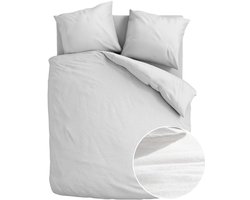 Dekbed-Discounter - Fresh and Co Dekbedovertrek 140 x 200/220 cm - Katoen Flanel - Korte instopstrook - Wasbaar op 30 graden - Strijkvrij - Wit