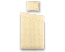 Dekbed-Discounter - Fresh and Co Dekbedovertrek 140 x 200/220 cm - Verkoelend Katoen - Korte instopstrook - Wassen op 40 graden - Inclusief 1 kussensloop - Geel