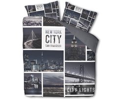 Dekbed-Discounter - Fresh and Co Dekbedovertrek 240 x 200/220 cm - Dubbele instopstrook - Wasbaar op 40 graden - Inclusief 2 kussenslopen - City Lights