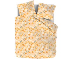 Dekbed-Discounter - Fresh and Co Dekbedovertrek 240 x 200/220 cm - Dubbele instopstrook - Wasbaar op 40 graden - Inclusief 2 kussenslopen - Orange Flower