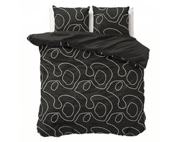 Dekbed-Discounter - Fresh and Co Dekbedovertrek 240 x 200/220 cm - Dubbele instopstrook - Wasbaar op 40 graden - Inclusief 2 kussenslopen - Zwart
