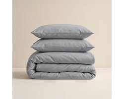 Dekbed-Discounter - Fresh and Co Dekbedovertrek 240 x 200/220 cm - Katoen Flanel - Dubbele instopstrook - Wasbaar op 30 graden - Strijkvrij - Lichtgrijs
