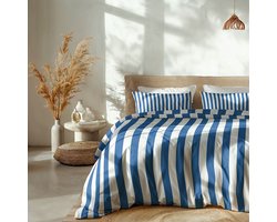 Dekbed-Discounter - Fresh and Co Dekbedovertrek 240 x 200/220 cm - Verkoelend Katoen - Dubbele instopstrook - Wassen op 40 graden - Inclusief 2 kussenslopen - Kobalt