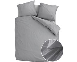 Dekbed-Discounter - Fresh and Co Dekbedovertrek 240 x 200/220 cm - Verkoelend Katoen Flanel - Dubbele instopstrook - Wasbaar op 30 graden - Strijkvrij - Lichtgrijs