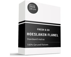 Dekbed-Discounter - Fresh and Co Hoeslaken 160 x 200 cm - Katoen Flanel - Geschikt voor matrassen tot 25 cm hoog - Wasbaar op 30 graden - Strijkvrij - Creme