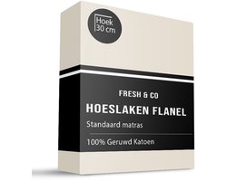 Dekbed-Discounter - Fresh and Co Hoeslaken 180 x 200 cm - Katoen Flanel - Geschikt voor matrassen tot 25 cm hoog - Wasbaar op 30 graden - Strijkvrij - Creme