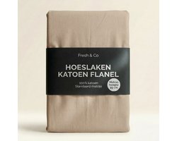 Dekbed-Discounter - Fresh and Co Hoeslaken 180 x 200 cm - Verkoelend Katoen Flanel - Geschikt voor matrassen tot 25 cm hoog - Wasbaar op 30 graden - Strijkvrij - Creme