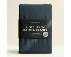 Dekbed-Discounter - Fresh and Co Hoeslaken 180 x 210/220 cm - Verkoelend Katoen Flanel - Geschikt voor matrassen tot 25 cm hoog - Wasbaar op 30 graden - Strijkvrij - Navy