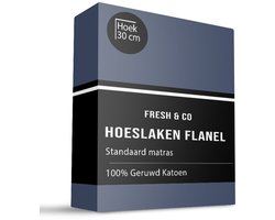 Dekbed-Discounter - Fresh and Co Hoeslaken 90 x 200 cm - Verkoelend Katoen Flanel - Geschikt voor matrassen tot 25 cm hoog - Wasbaar op 30 graden - Strijkvrij - Navy