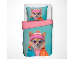 Dekbed-Discounter - Fresh and Co Kids Dekbedovertrek 140 x 200 cm - Verkoelend Katoen - Korte instopstrook - Wassen op 40 graden - Inclusief 1 kussensloop - Hond