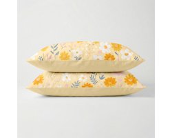 Dekbed-Discounter - Fresh and Co Kussenslopen 60 x 70 cm - Set van 2 kussenslopen - Wasbaar op 40 graden - Anti-allergisch - Orange Flower Field
