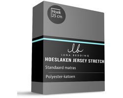 Dekbed-Discounter - Luna Bedding Hoeslaken 140 x 200 cm - Jersey - Geschikt voor matrassen tot 22 cm hoog - Wasbaar op 40 graden - Strijkvrij - Antraciet