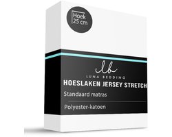 Dekbed-Discounter - Luna Bedding Hoeslaken 160 x 200 cm - Jersey - Geschikt voor matrassen tot 22 cm hoog - Wasbaar op 40 graden - Strijkvrij - Wit