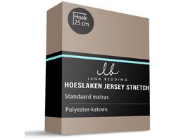 Dekbed-Discounter - Luna Bedding Hoeslaken 180 x 200 cm - Jersey - Geschikt voor matrassen tot 22 cm hoog - Wasbaar op 40 graden - Strijkvrij - Taupe
