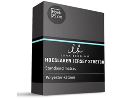 Dekbed-Discounter - Luna Bedding Hoeslaken 180 x 200 cm - Jersey - Geschikt voor matrassen tot 22 cm hoog - Wasbaar op 40 graden - Strijkvrij - Zwart