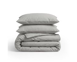 Dekbed-Discounter - Primaviera Deluxe Dekbedovertrek 200 x 200/220 cm - Linnen - Dubbele instopstrook - wassen op 30 graden - Inclusief 2 kussenslopen - Grijs
