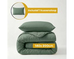 Dekbed-Discounter - Sleeptime Dekbed Zonder Overtrek 140 x 200 cm - Inclusief 1 kussensloop - Wasbaar op 40 graden - All season dekbed - Groen