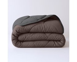 Dekbed-Discounter - Sleeptime Dekbed Zonder Overtrek 140 x 200 cm - Inclusief 1 kussensloop - Wasbaar op 40 graden - Anti-allergisch - Bruin/Antraciet