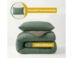Dekbed-Discounter - Sleeptime Wasbaar dekbed 140 x 200 cm - Inclusief 1 kussensloop - Wasbaar op 40 graden - All season dekbed - Groen, Kaki