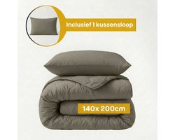 Dekbed-Discounter - Sleeptime Wasbaar dekbed 140 x 200 cm - Inclusief 1 kussensloop - Wasbaar op 40 graden - All season dekbed - Kaki