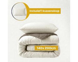 Dekbed-Discounter - Sleeptime Wasbaar dekbed 140 x 200 cm - Inclusief 1 kussensloop - Wasbaar op 40 graden - Anti-allergisch - Creme, Kaki