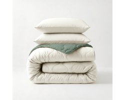 Dekbed-Discounter - Sleeptime Wasbaar dekbed 140 x 200 cm - Inclusief 1 kussensloop - Wasbaar op 40 graden - Anti-allergisch - Creme, Kaki