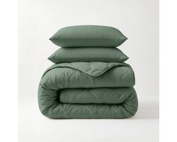 Dekbed-Discounter - Sleeptime Wasbaar dekbed 140 x 200 cm - Inclusief 1 kussensloop - Wasbaar op 40 graden - Anti-allergisch - Groen