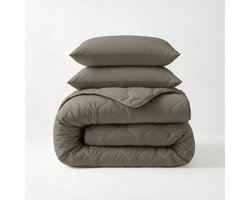 Dekbed-Discounter - Sleeptime Wasbaar dekbed 140 x 200 cm - Inclusief 1 kussensloop - Wasbaar op 40 graden - Anti-allergisch - Kaki