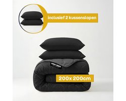 Dekbed-Discounter - Sleeptime Wasbaar dekbed 200 x 200 cm - Inclusief 2 kussenslopen - Wasbaar op 40 graden - Anti-allergisch - Zwart, Antraciet