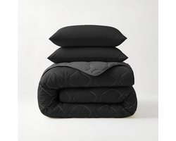 Dekbed-Discounter - Sleeptime Wasbaar dekbed 240 x 200 cm - Inclusief 2 kussenslopen - Wasbaar op 40 graden - Anti-allergisch - Zwart, Antraciet