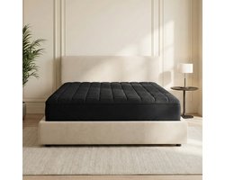 Dekbed-Discounter - Sleeptime Wasbare Topper & Hoeslaken 140 x 200 cm - Zacht en luchtig ligoppervlak - Geschikt voor de droger - Blijft stevig op zijn plek tijdens het slapen - Zwart