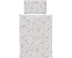 Dekbed en kussen set - Poppen beddengoed - Spelend leren - Bloemenprint - 45 x 35 cm - Oranje
