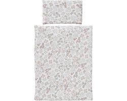 Dekbed en kussen set - Poppen beddengoed - Spelend leren - Bloemenprint - 45 x 35 cm - Oranje