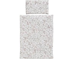 Dekbed en kussen set - Poppen beddengoed - Spelend leren - Bloemenprint - 45 x 35 cm - Oranje