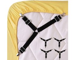 dekbed laken aanspanner clips - Bed laken spanners - 4 stuks – Zwart