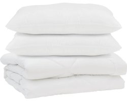 Dekbed met kussen 3 st | Beddengoed Wit Microfibre