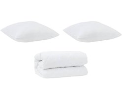Dekbed met kussen 3 st | Beddengoed Wit Microfibre