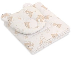 Dekbed met kussen Teddy - set van 2 stuks - Regenboogbeige beer